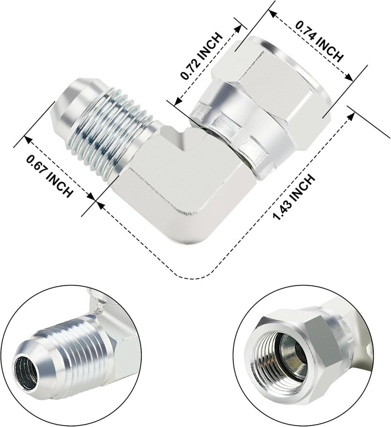 ANCIMOON 3/8’’ hydraulic fittings 90 degree, 3/8" Male JIC x 3/8" Female JIC Swivel, 5PCS - Image 3